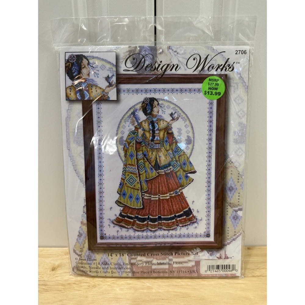Design Works 2706 NATIVE AMERICAN MAIDEN Counted Cross Stitch Kit